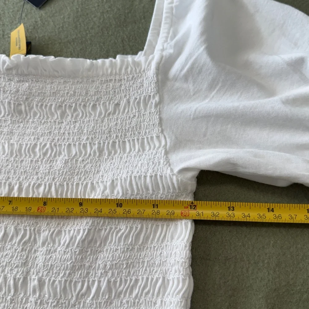 Polo Ralph Lauren  Girls White Smocked Cotton‎ Jersey Peplum Top Size L(12-14)